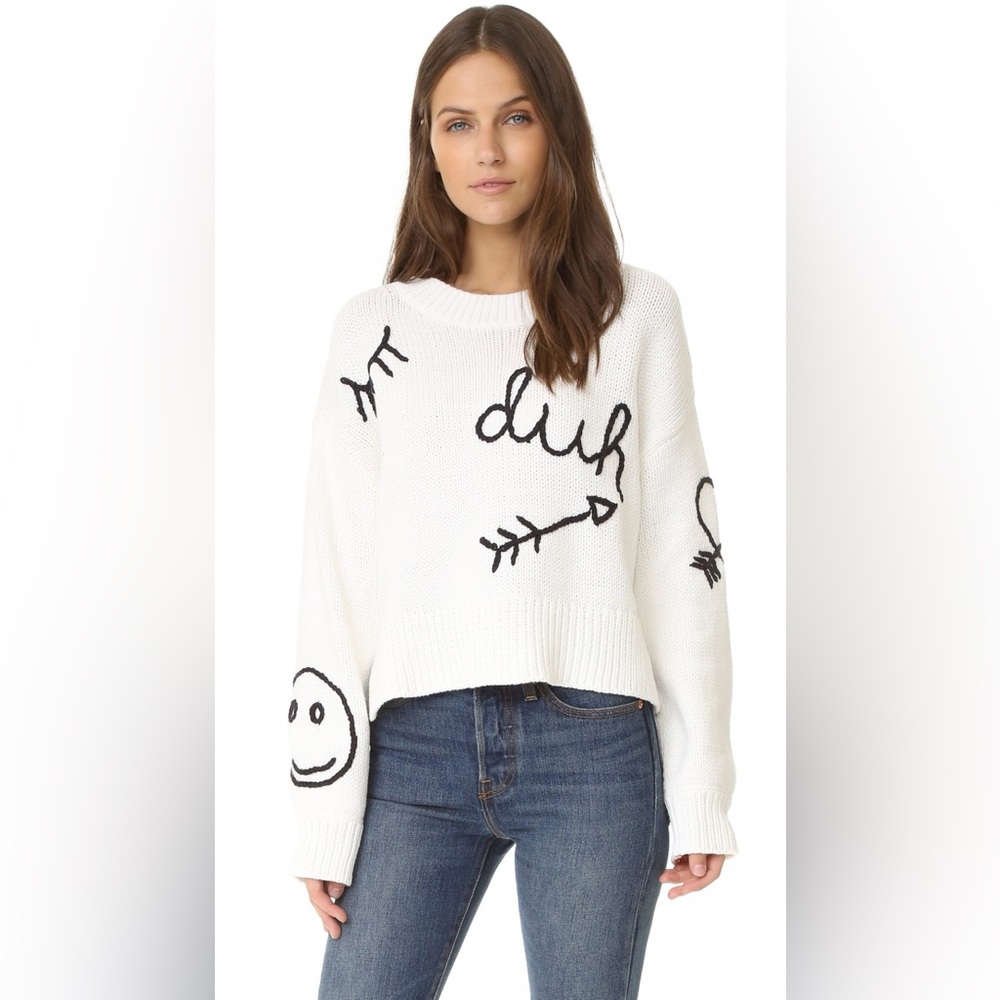 Wildfox Duh Graphic Chunky Sweater